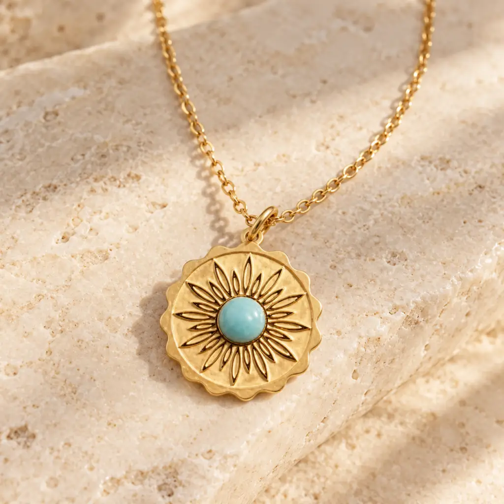 turquoise flower frequency charm by vibe collective
